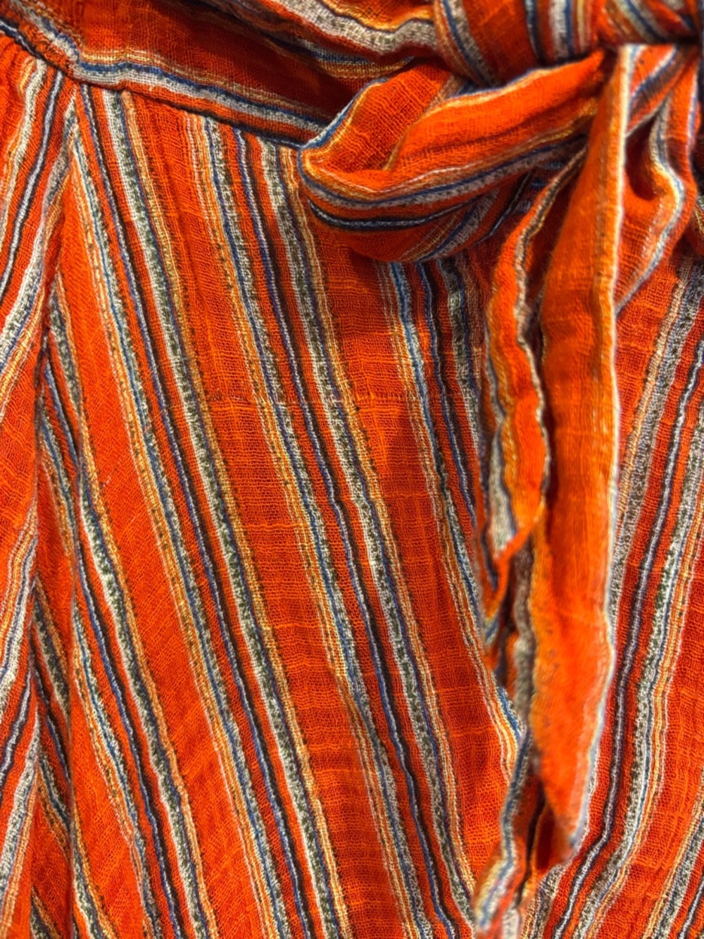 Free People Orange Striped High waisted Ruffle bottom Skirt - Picture 5 of 6